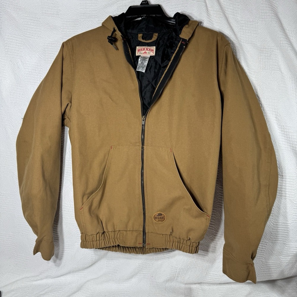 Red Kap Men's Blended Duck Zip-Front Hooded Jacket Size Small‎